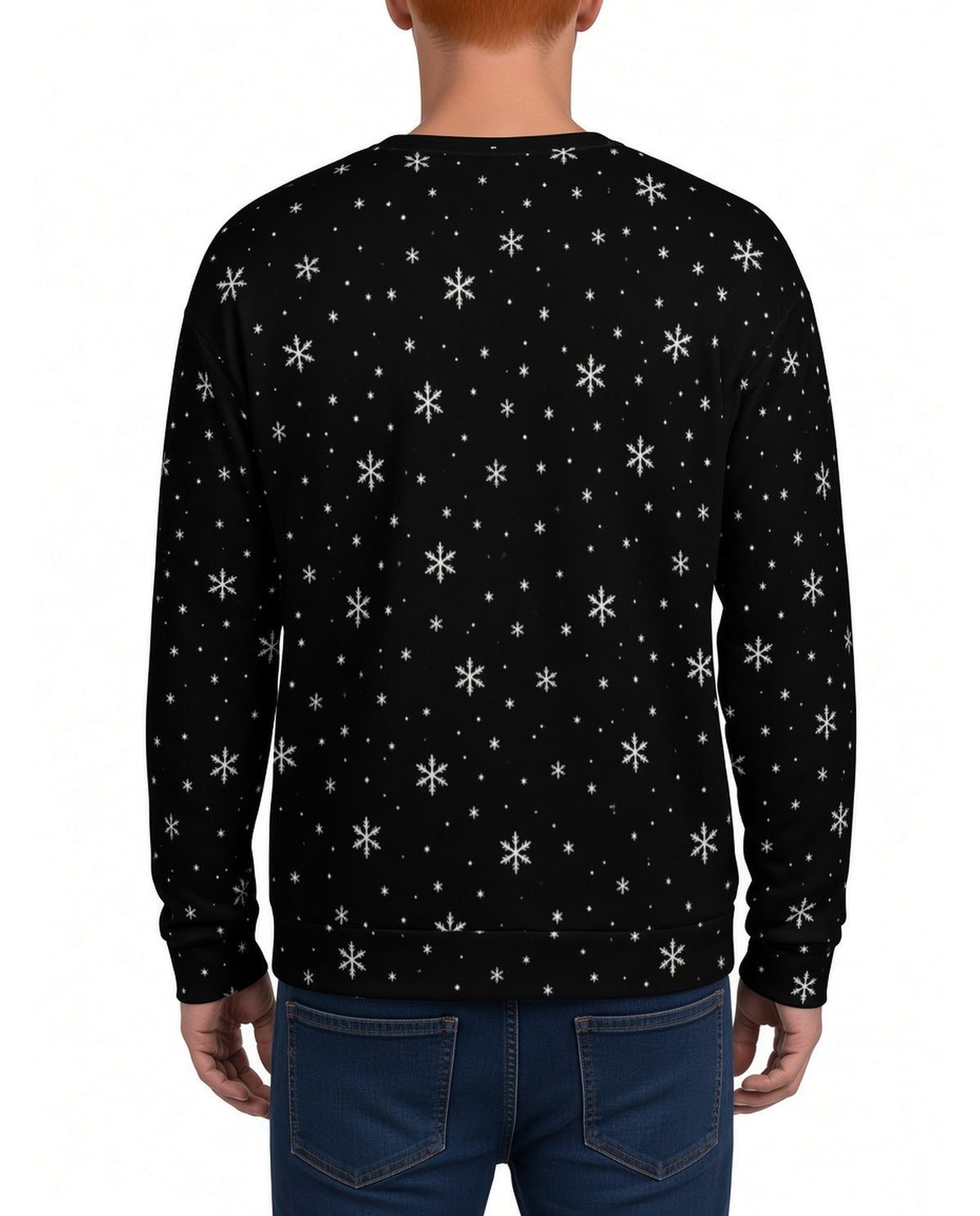 Ask Your Mom Funny Christmas Sweater in BLACK, back, worn by man
