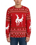 Christmas Climax Humping Reindeer Funny Christmas Sweater in RED, front, worn by man