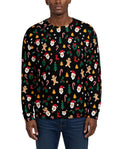 Cookie Cutter Funny Christmas Sweater in BLACK, front, worn by man