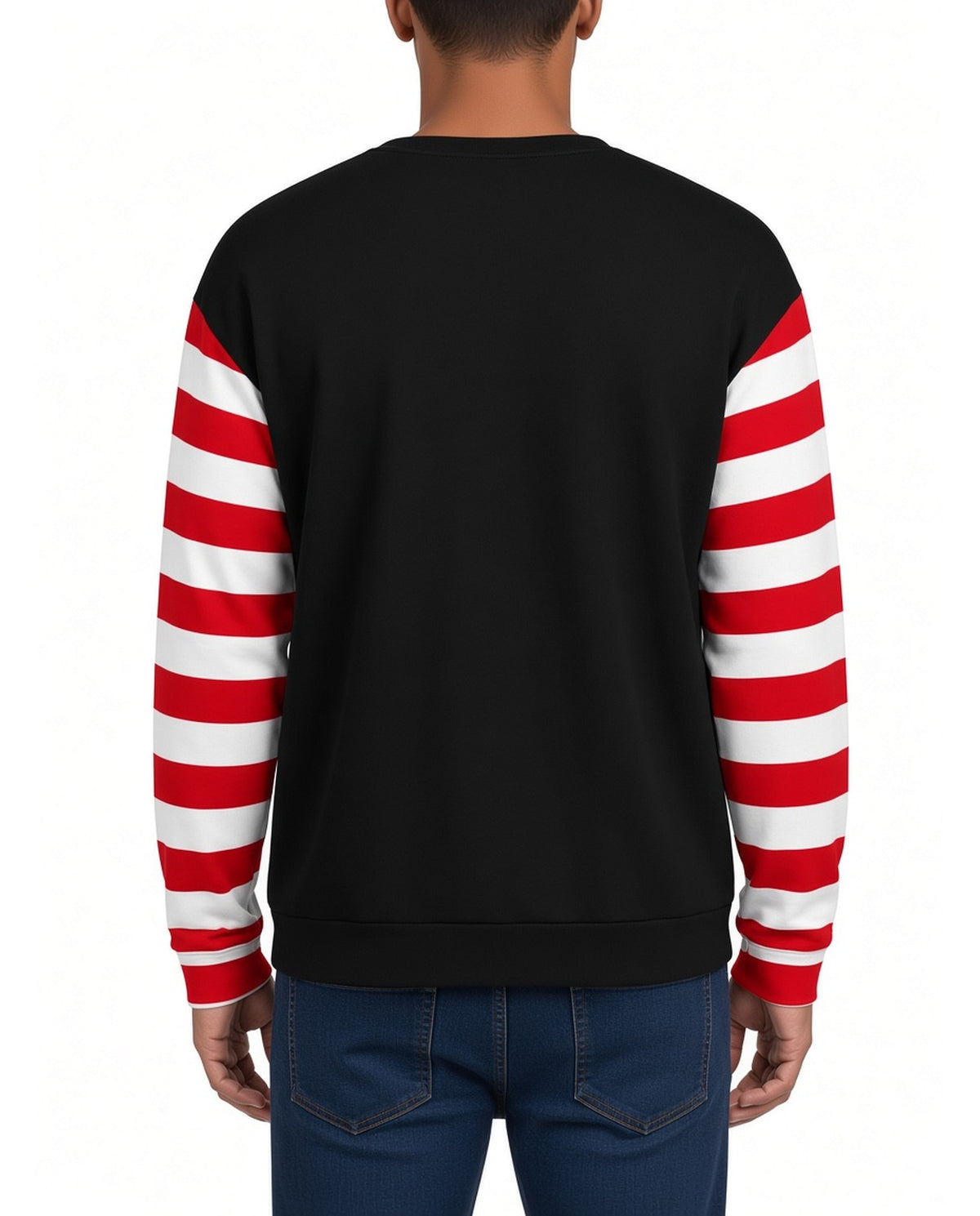 Get Lit Tree Funny Christmas Sweater in BLACK, back, worn by man