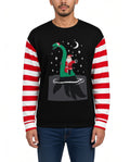 Nessie Funny Christmas Sweater in BLACK, front, worn by man
