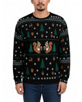 Nutty Noel Funny Christmas Sweater in BLACK, front, worn by man