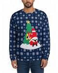 Santa Thong Funny Christmas Sweater in NAVY, front, worn by man