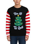 Too Lit Funny Christmas Sweater in BLACK, front, worn by man