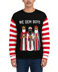 We Dem Boys Funny Christmas Sweater in BLACK, front, worn by man